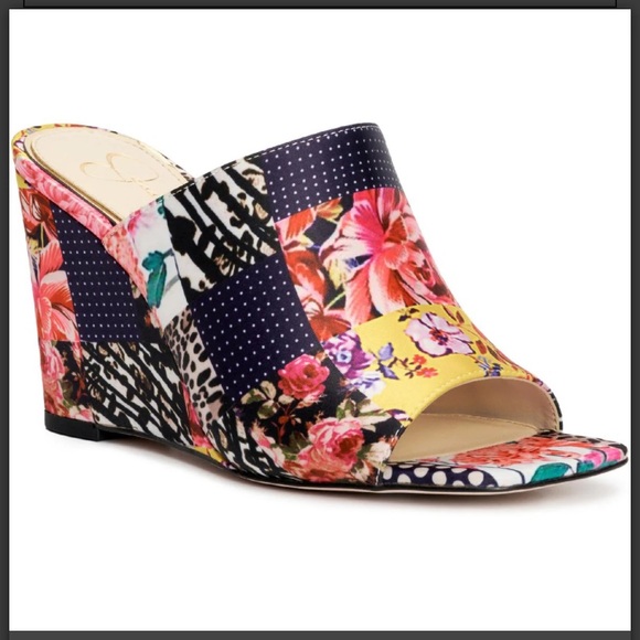 NIB [Jessica Simpson] Aisha 2 Colorful Patchwork Design Wedge Heel Women’s 5.5 - Picture 2 of 6